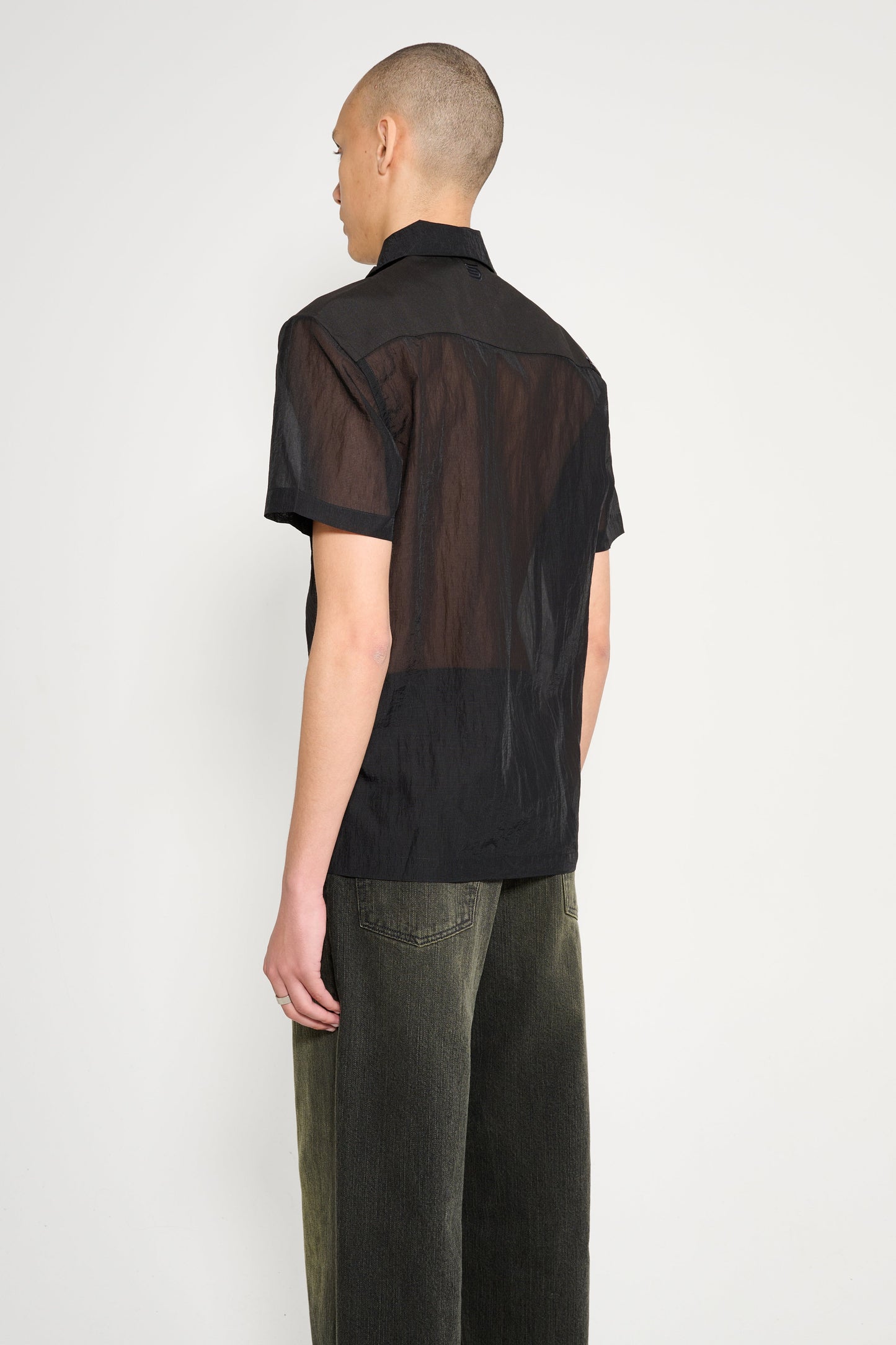 Olly Shinder Sheer Army Shirt With Cordura Yoke Black