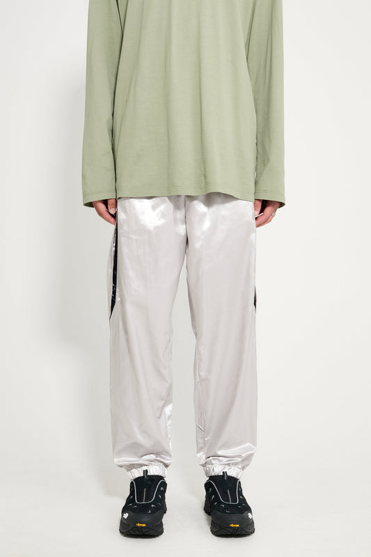 Olly Shinder Wet Look Nylon Split Jogger Silver