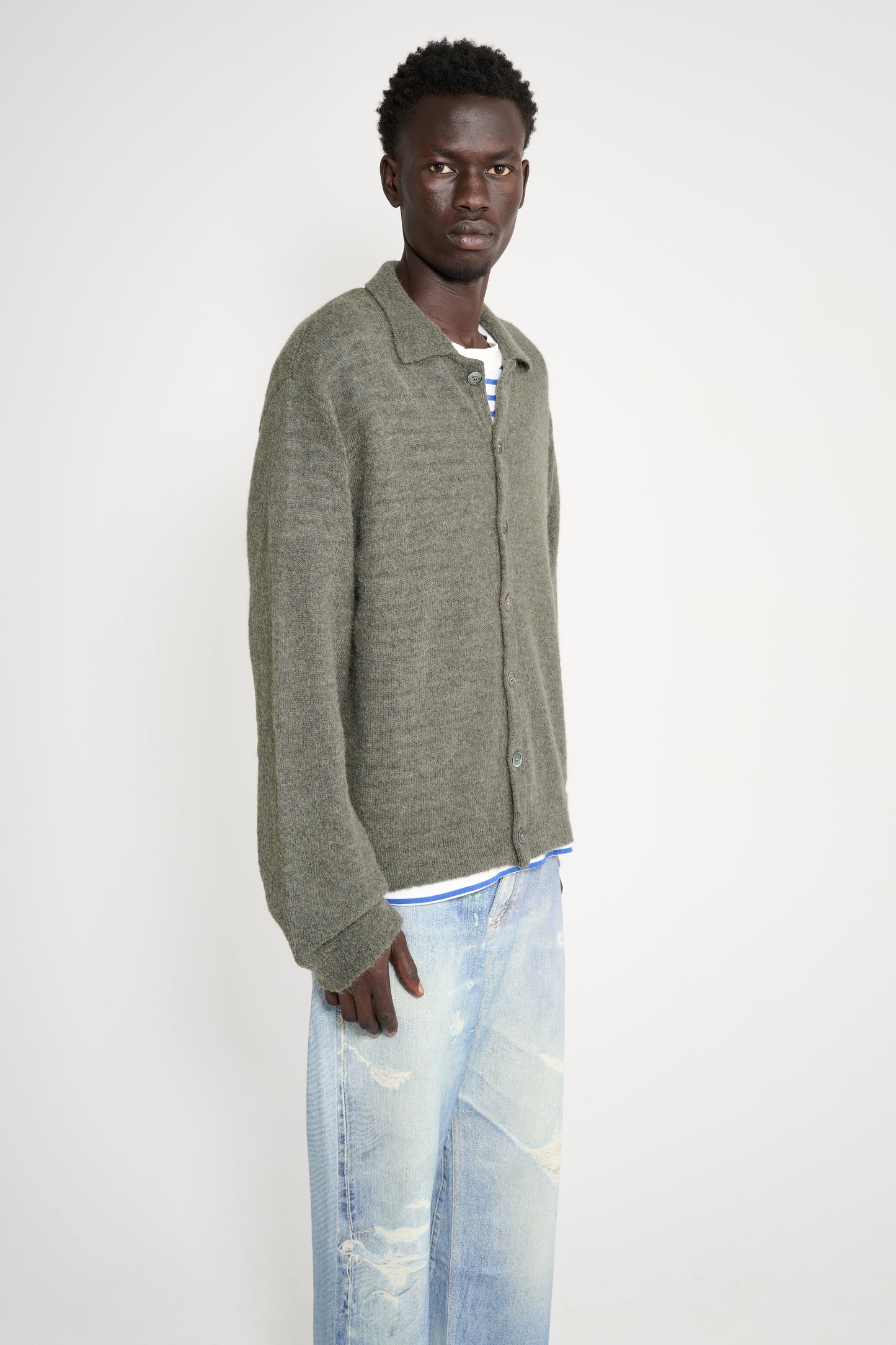 Our Legacy Evening Polo Moss Green Fuzzy Alpaca