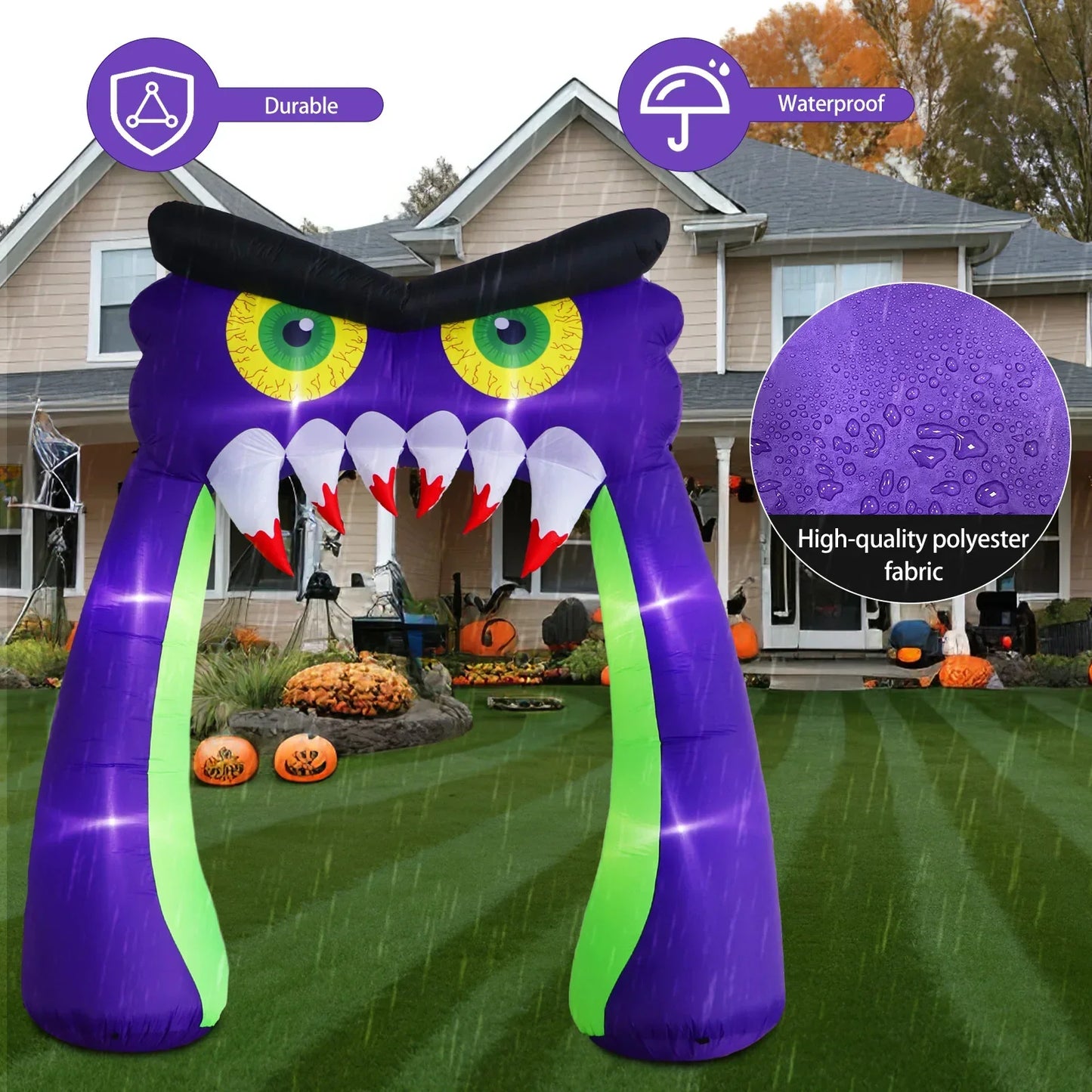 10FT Giant Owl Halloween Inflatable Archway with LED Lights
