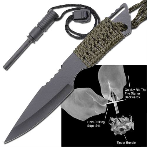 Outdoor Emergency Drop Point Knife with Fire Starter