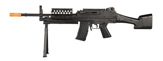 P1046 LMG Airsoft Rifle Gun with BIPOD + LED FLASHLIGHT + LASER