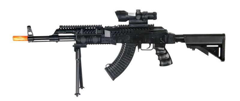 P1549  AK47 Tactical SPRING Airsoft Rifle Gun w/ Bi-Pod & Laser - TOPHATTER'S ARMORY DEALS