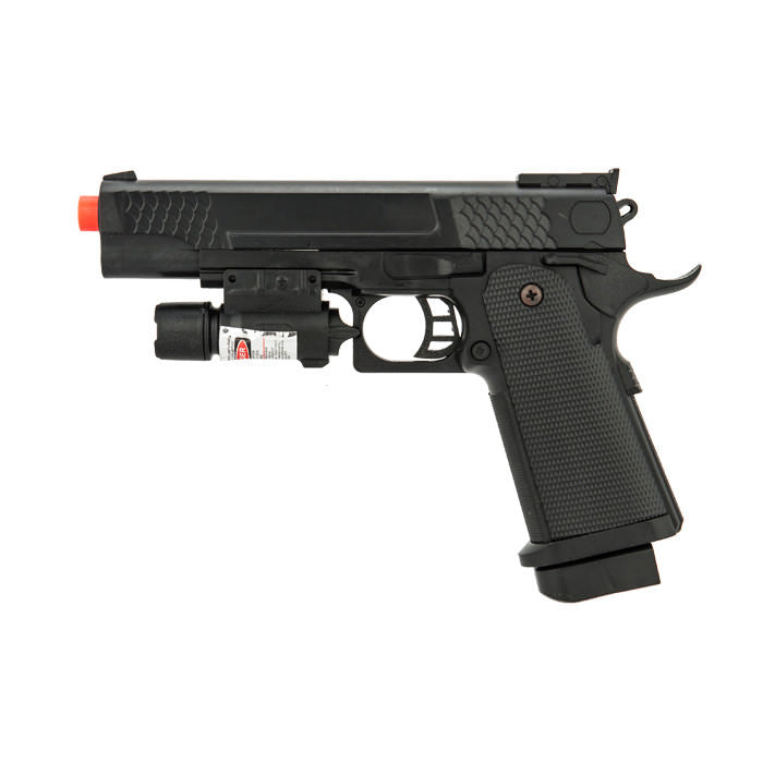 P2002B FPS-140 Spring Airsoft Full Size Pistol with Laser 9" Overall - TOPHATTER'S ARMORY DEALS