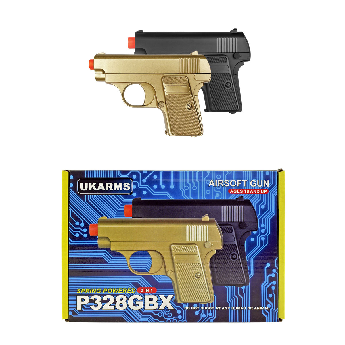 Gold and Black Dual Spring Powered Airsoft Pistols - TOPHATTER'S ARMORY DEALS