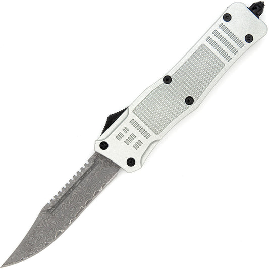 9.5" Damascus Steel Automatic OTF Out the Front Knife
