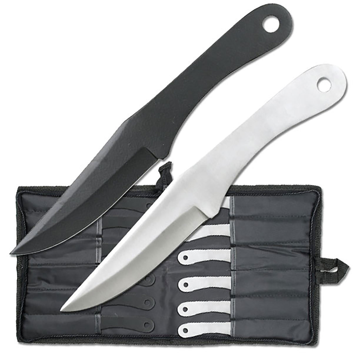 8.5" 2 Pcs Black/Silver Ripper Throwing Knife Set with Case - TOPHATTER'S ARMORY DEALS