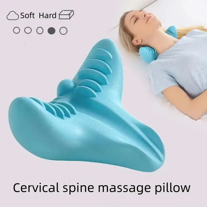 PC Pillow Cervical Traction Device Neck & Shoulder Relaxer Blue