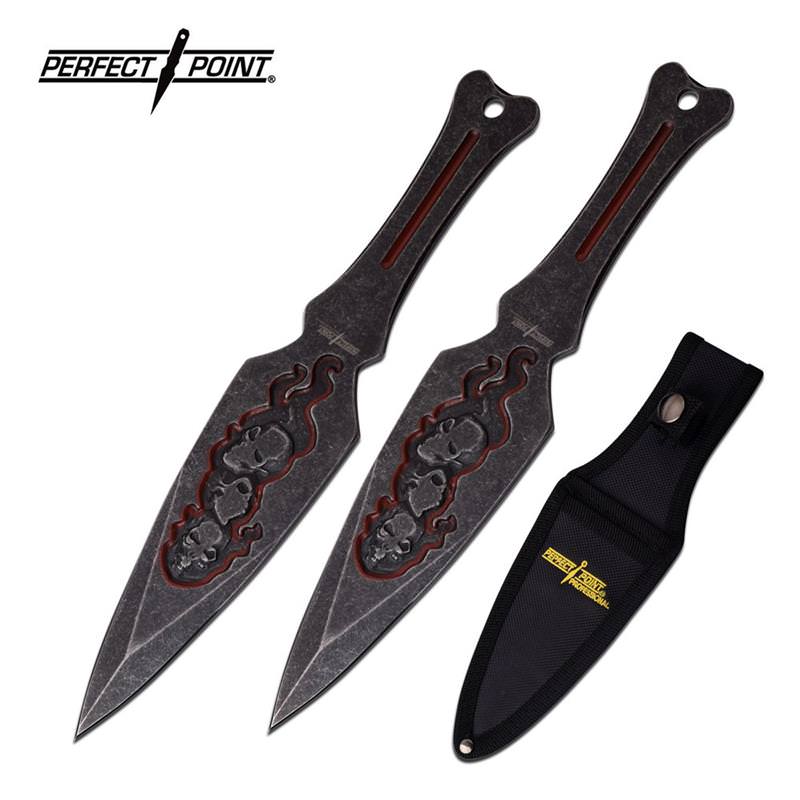 Professional 9" Black Red Skull Throwing Knife Knives 2 Pc Kunai Set - TOPHATTER'S ARMORY DEALS