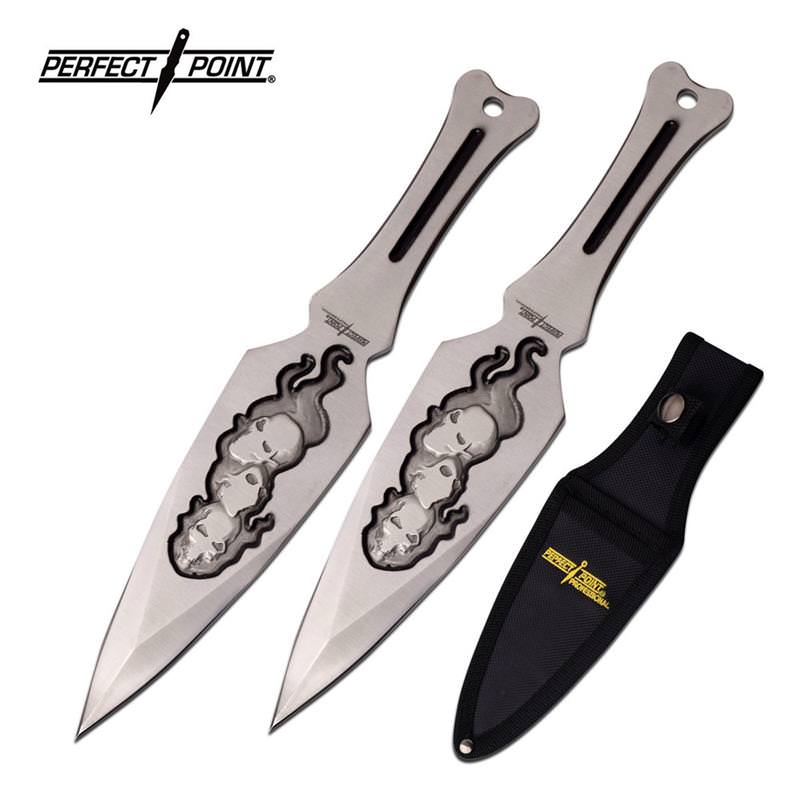 Professional 9" Silver Skull Throwing Knife Knives 2 Pc Kunai Set - TOPHATTER'S ARMORY DEALS