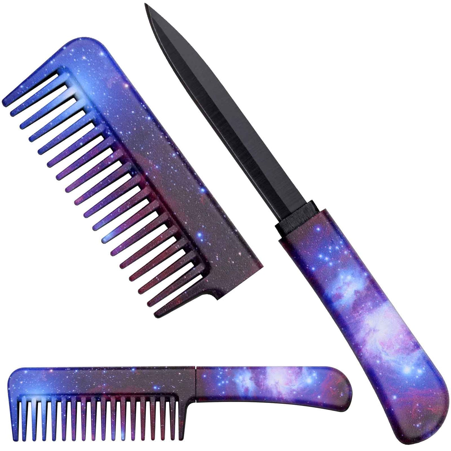 Self Defense Brush Comb With Hidden Knife - Galaxy Space