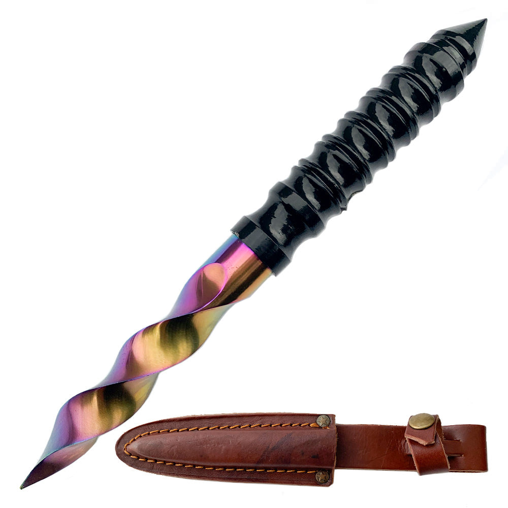 Handmade Cyclone Rainbow Tri-Edged Spiraling Dagger Knife - TOPHATTER'S ARMORY DEALS