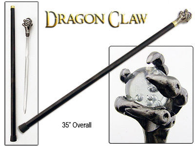 Dragon's Grasping Claw Walking Cane Sword with Acrylic Ball