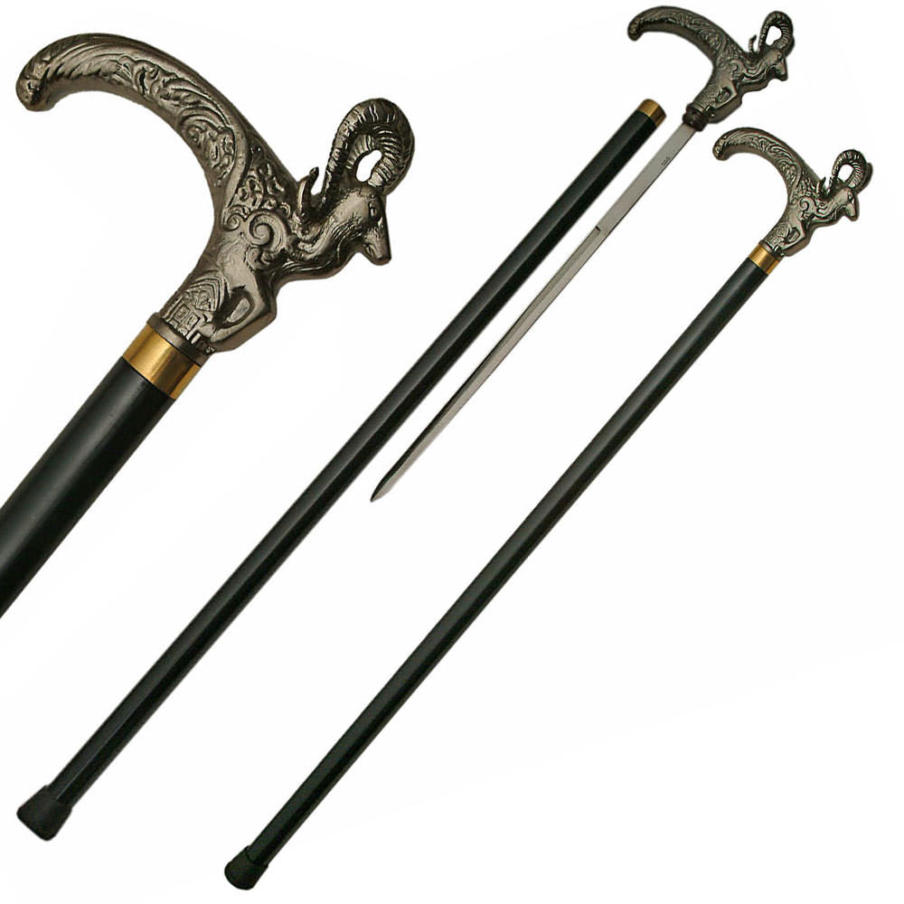 Rams Head Cane Sword
