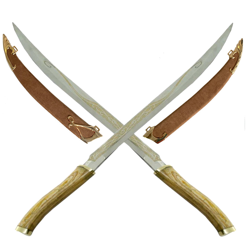 Medieval Double Fighting Short Sword Set With Scabbards