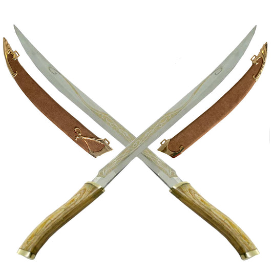 Medieval Double Fighting Short Sword Set With Scabbards