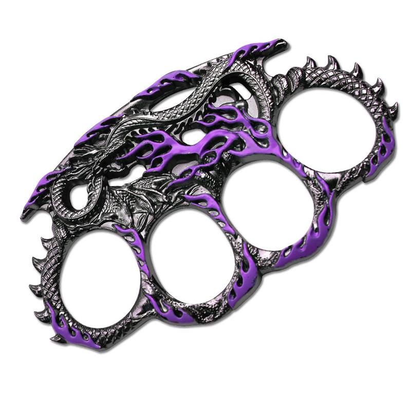Purple Fire Breathing Dragon Paperweight Brass Knuckle Self Defense
