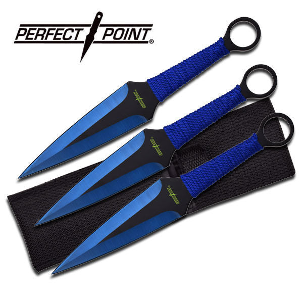 Dual Edge Blue Kunai Throwing Knives Dagger 3-Pc Set 9" - TOPHATTER'S ARMORY DEALS