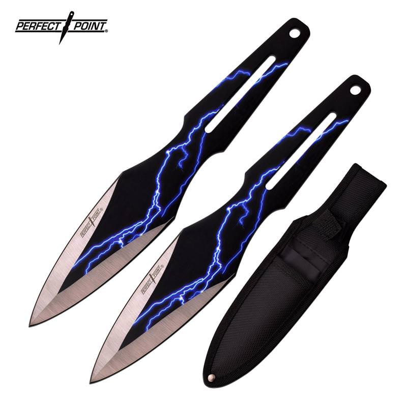 2 Piece 9 Inch Throwing Knife Set Lightning Thunder Bolt Throwers