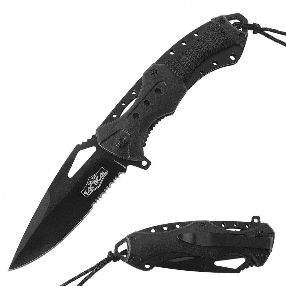 Spring Assist - 'Legal Auto Knife' - Military Fighter - Black