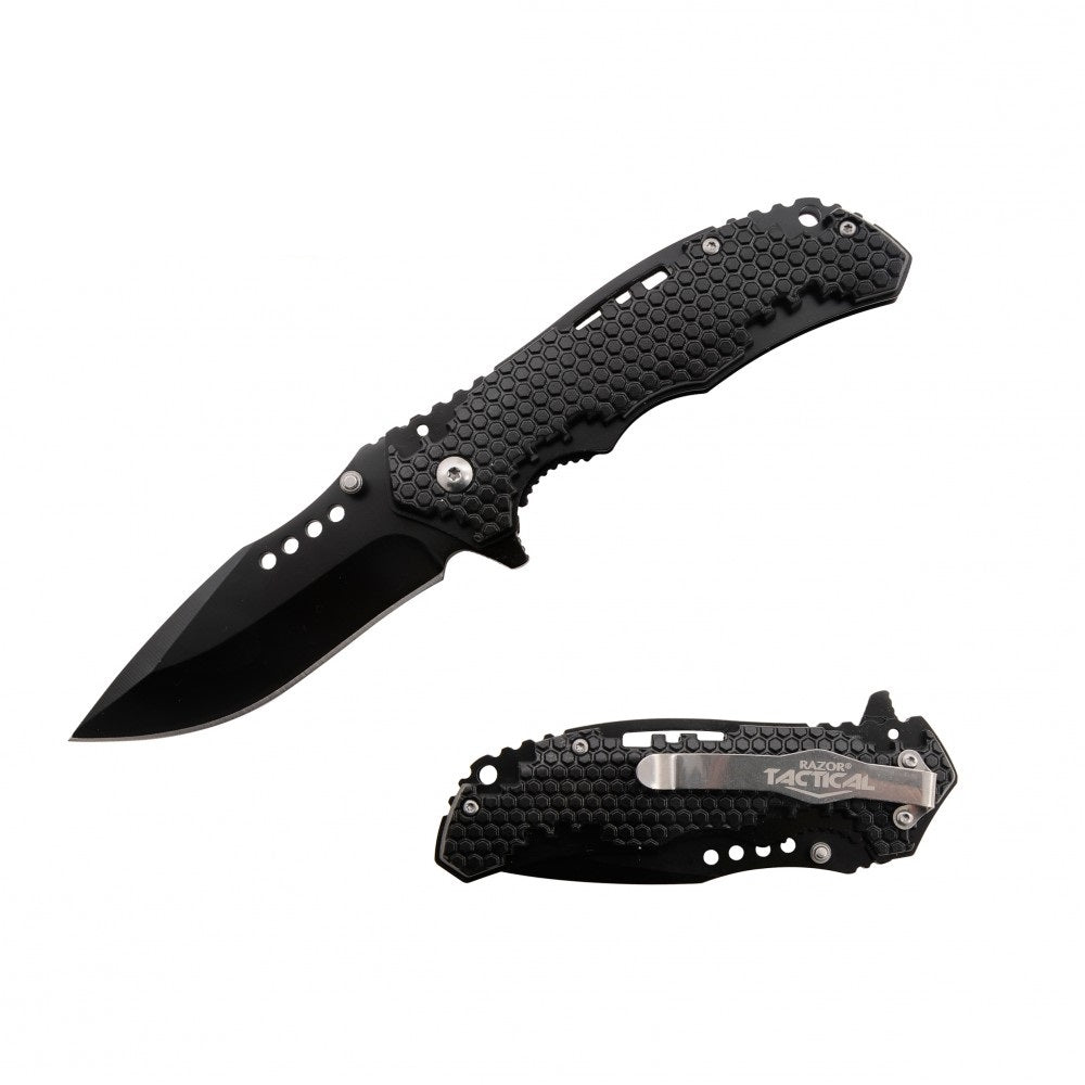 Honey Comb Black Spring Assist Folding Pocket Knife