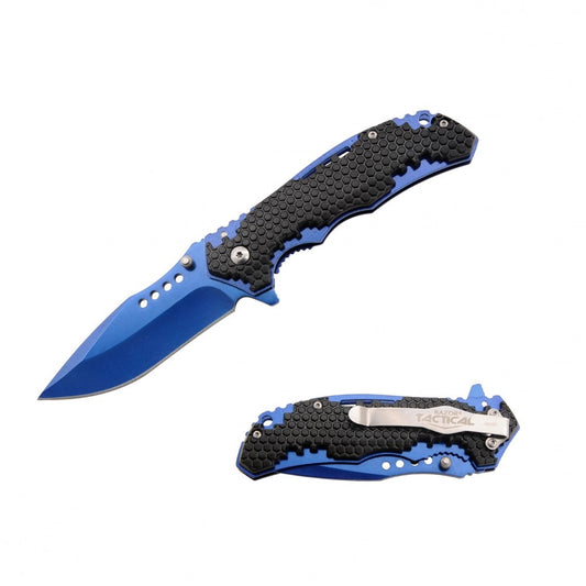 Honey Comb Blue Spring Assist Folding Pocket Knife
