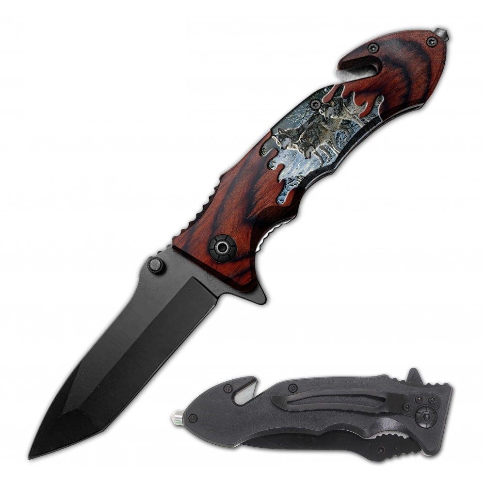 Wolf Rescue Folding Spring Assist Open EDC Pocket Knife