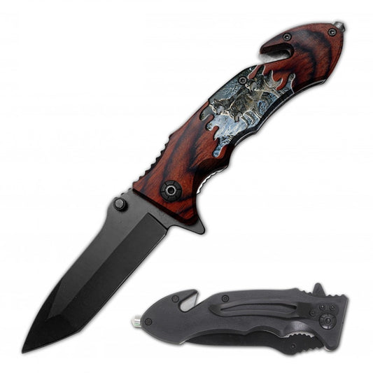 Wolf Rescue Folding Spring Assist Open EDC Pocket Knife