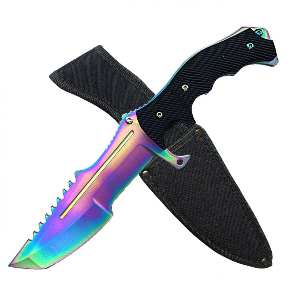 11" Rainbow Military Combat Fighter Hunter Bowie Knife Full Tang Tanto Blade - TOPHATTER'S ARMORY DEALS