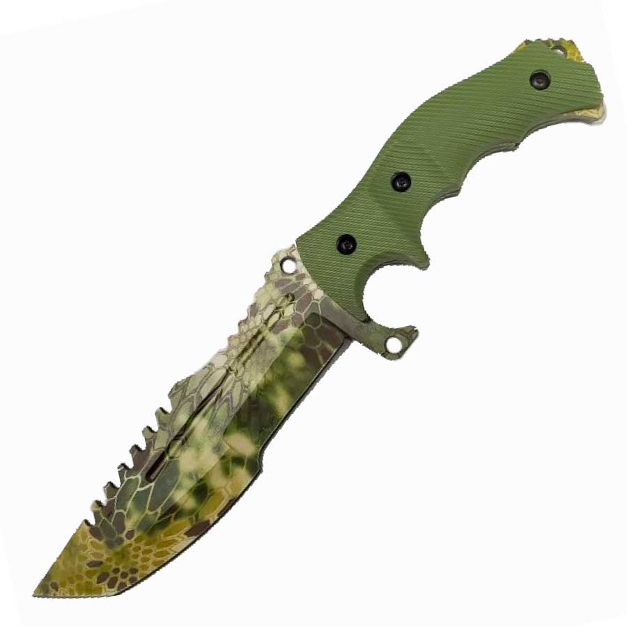 8.5" CSGO Huntsman Green Fixed Blade Knife - TOPHATTER'S ARMORY DEALS