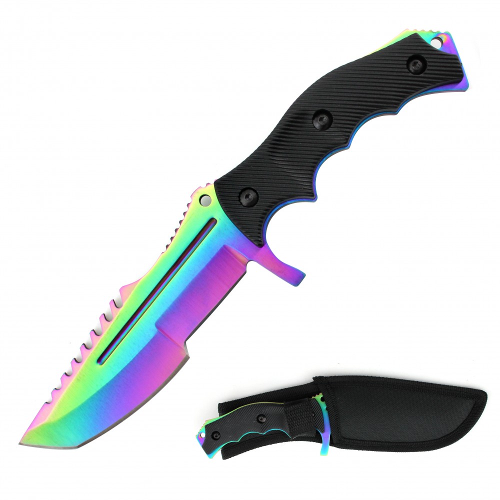 8.5" CSGO Huntsman Rainbow Fade Fixed Blade Knife - TOPHATTER'S ARMORY DEALS