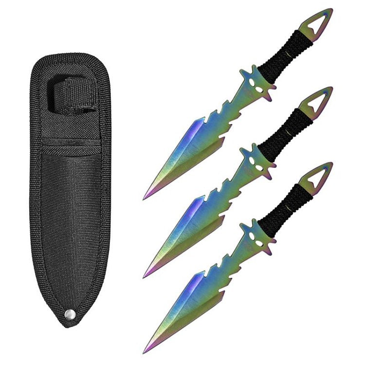 7.5 Inch Dagger Point Devils Night 3 PC Throwing Knives Set - Titanium