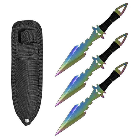 7.5 Inch Dagger Point Devils Night 3 PC Throwing Knives Set - Titanium