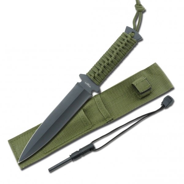 Outdoor Survival Full Tang Fire Starter Double Bladed Camping Knife Black - TOPHATTER'S ARMORY DEALS