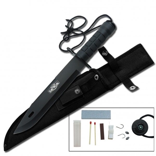 Ultimate Outdoor Hunting Survival Knife Black - TOPHATTER'S ARMORY DEALS