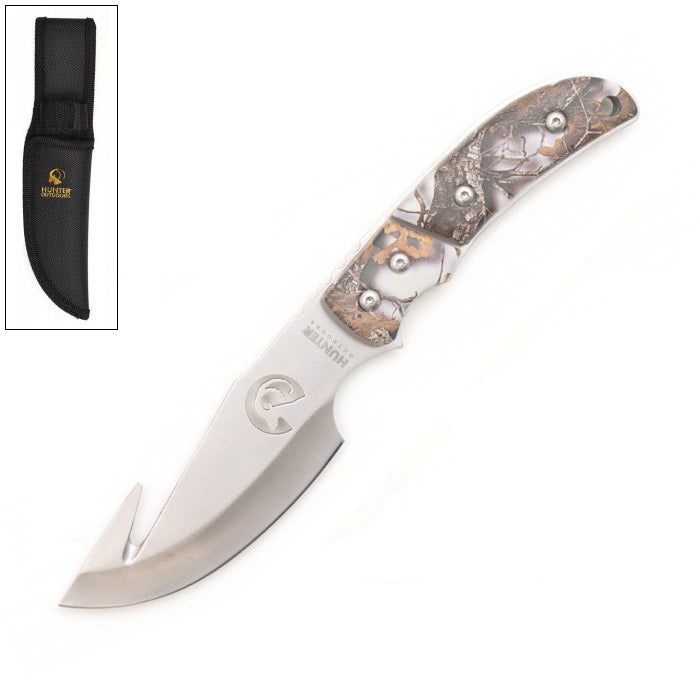 Straight GUTHOOK Survival Full Tang Fixed Blade Hunting Knife Snow Camo - TOPHATTER'S ARMORY DEALS