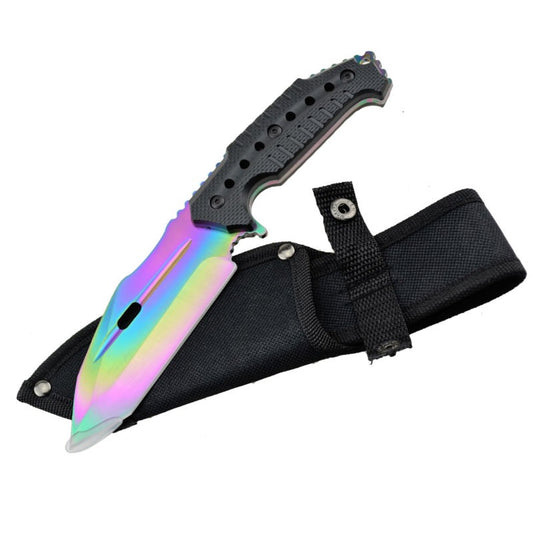 9" Rainbow Blade Tactical Combat Tanto Hunting Knife Military Fixed