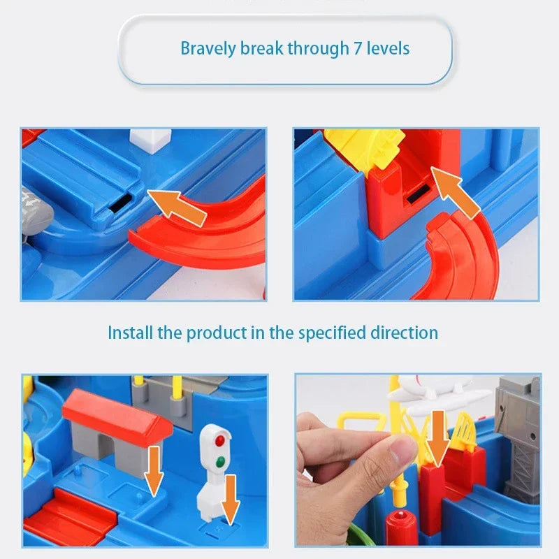 Racing Rail Car Model Educational Toy for Kids (Blue)