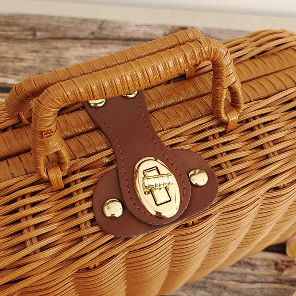 Retro Rattan Woven Storage Basket