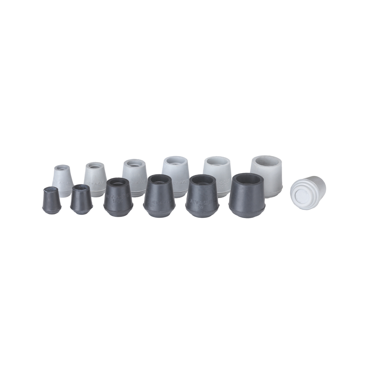 Nev-a-Slip Rubber Walker & Commode Replacement Tips with Steel Insert: 6 Sizes & 2 Colors Available (Pair)