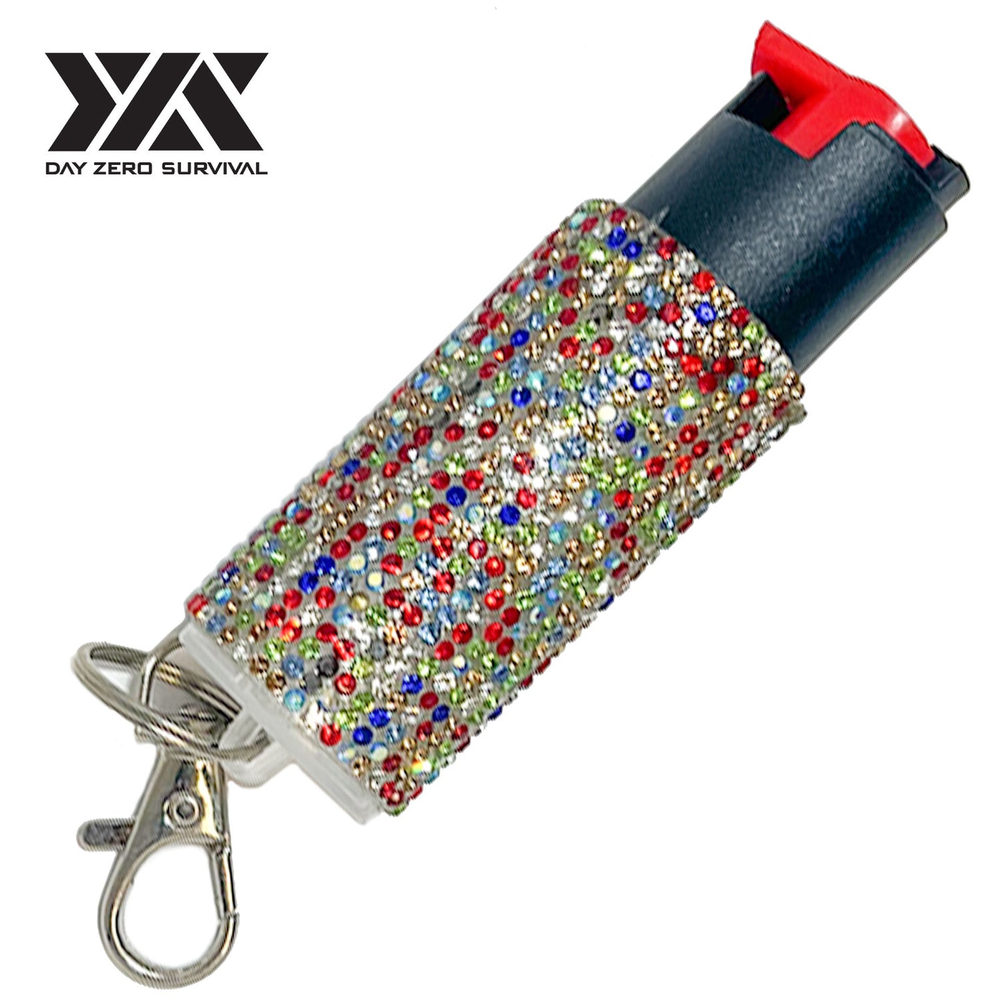 Rainbow Jeweled Design Pepper Spray Self Defense Key Ring