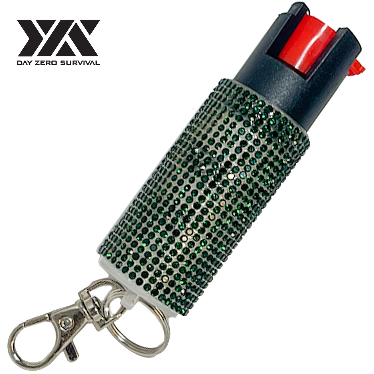 Green Jeweled Design Pepper Spray Self Defense Key Ring - TOPHATTER'S ARMORY DEALS