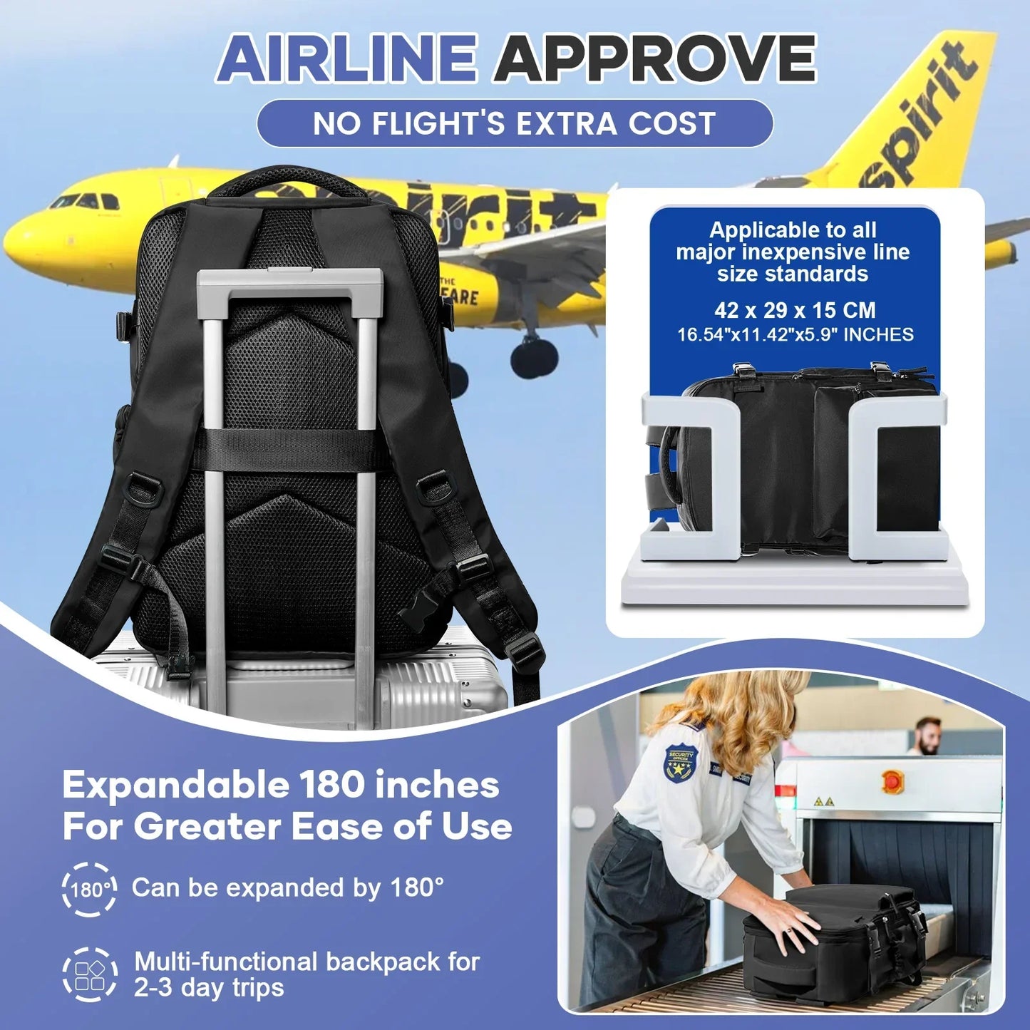Vacuum Compression Travel Backpack with Pump Black