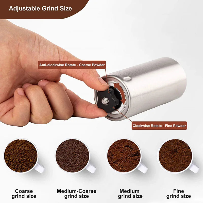 Manual Coffee Grinder Stainless Steel Hand Crank Conical Burr Grinder Silver