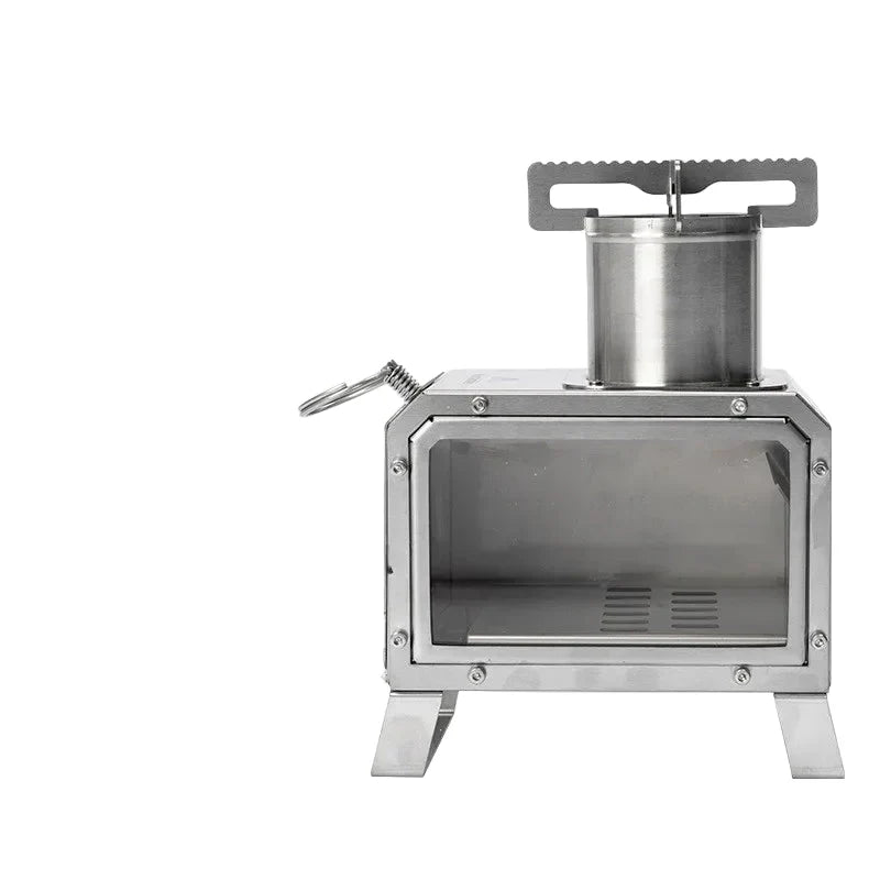 Portable Wood Firewood Square Stove Silver