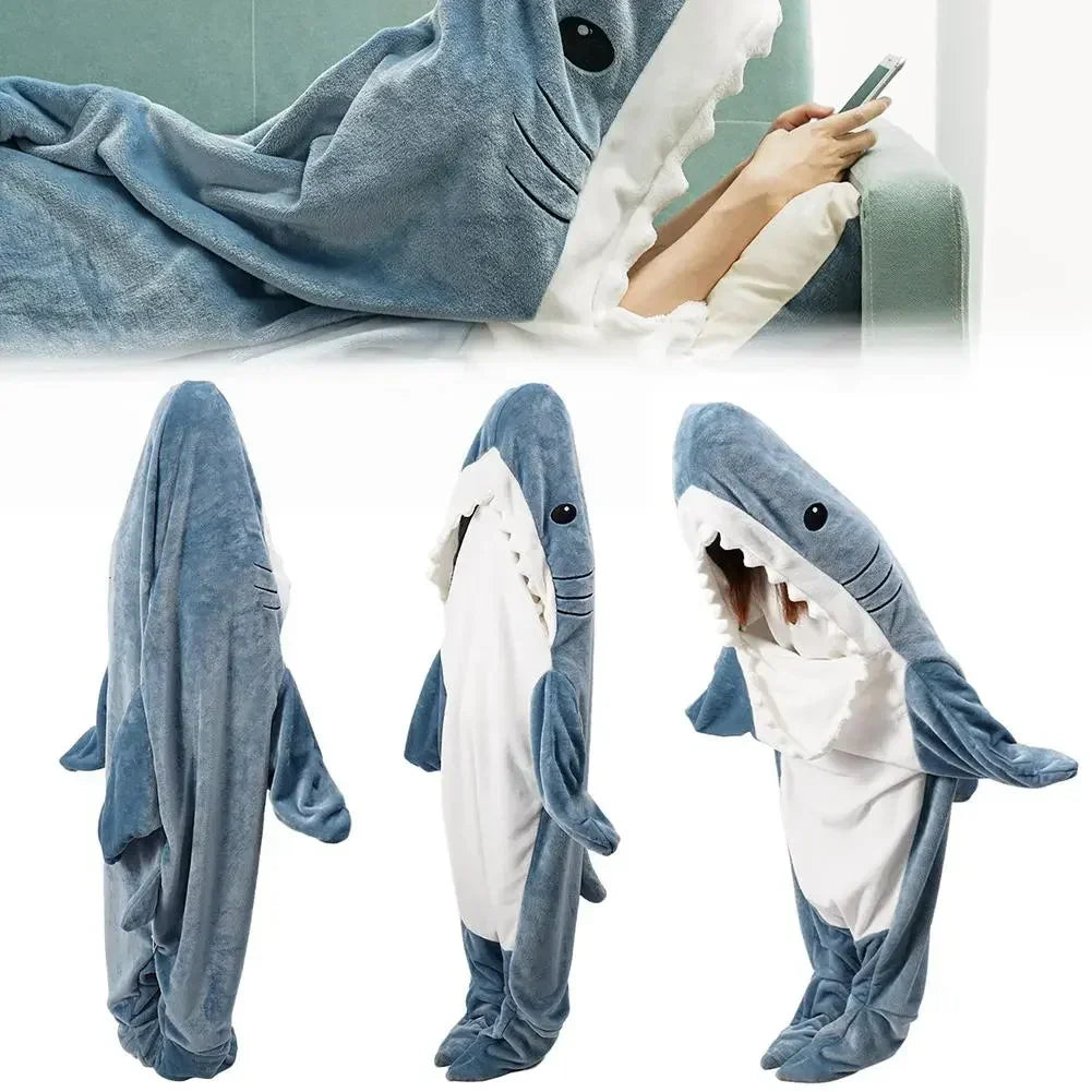 Cartoon Shark Wearable Blanket Hoodie