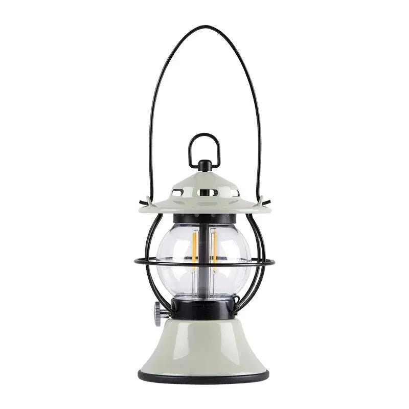 LED Retro Outdoor Camping Lantern Rechargeable Tent Light Adjust Light Modes 200h Runtime 5200mAh Power