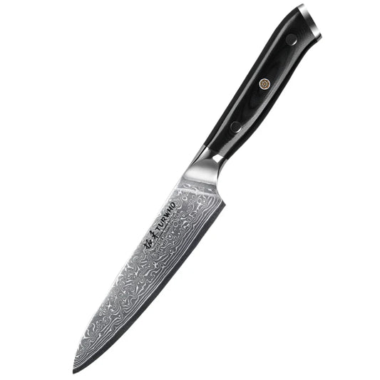 5-Inch Damascus Steel Utility Knife VG10 Core G10 Handle Black