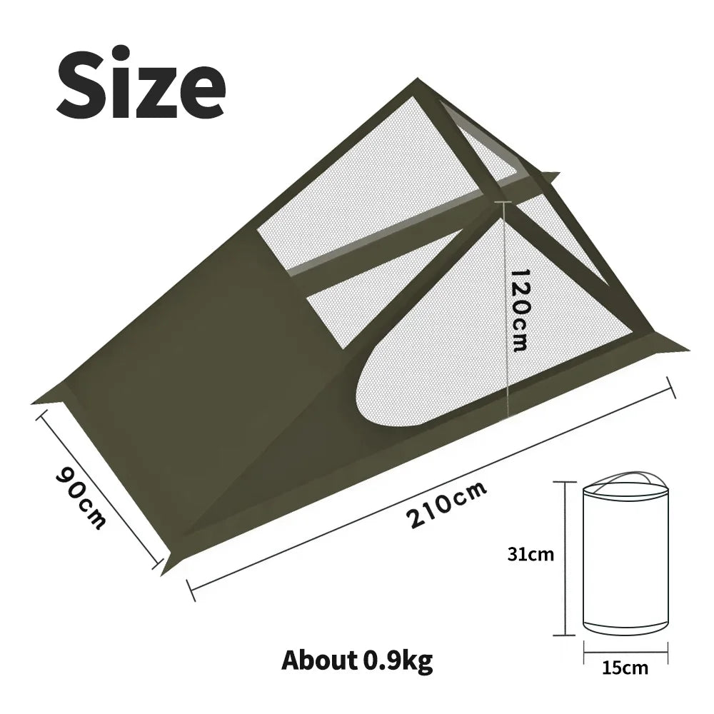 Airy 1 Mesh Tent Backpacking Shelter with Dual Doors Green