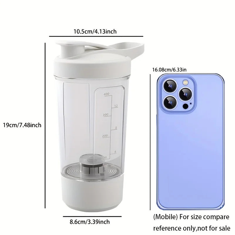13.53 Oz Portable Electric Self-Stirring Cup USB Bottle White